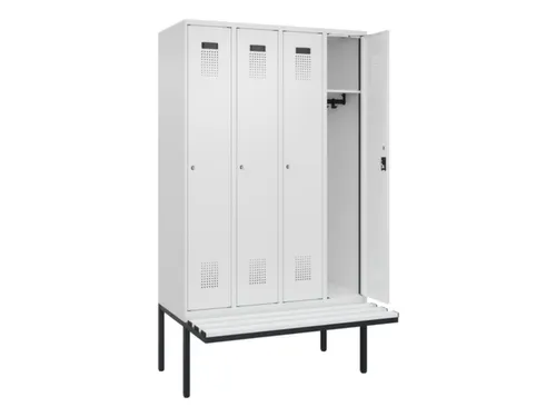 locker met bank,HxBxD 2120x1200x815mm,4vak,vak B 300mm,cilinderslot