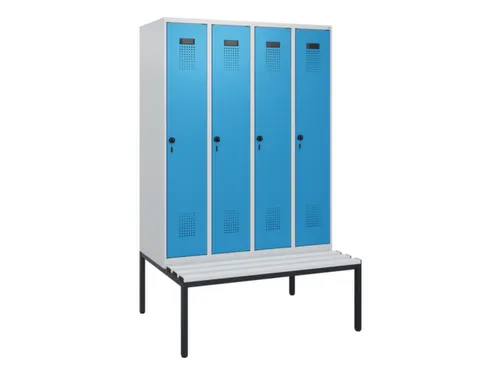 locker met bank,HxBxD 1950x1200x815mm,4vak,vak B 300mm,draaigrendel