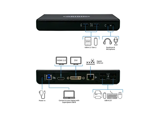 Origin Storage K33991WW-OS, Docking, USB 3.2 Gen 1 (3.1 Gen 1) Type-A,