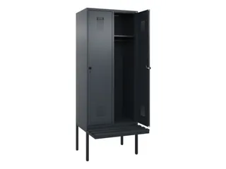 locker met bank,HxBxD 2120x800x815mm,2vak,vak B 400mm,draaigrendel - 1
