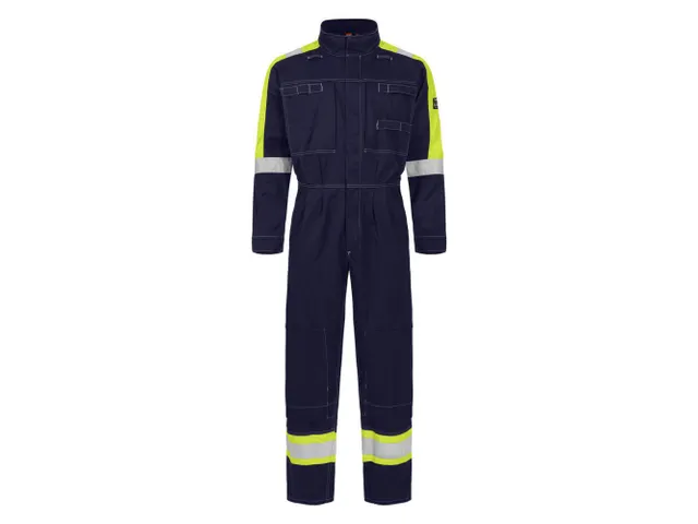 Tranemo 5716 overall, marineblauw/fluo geel, maat M, per stuk