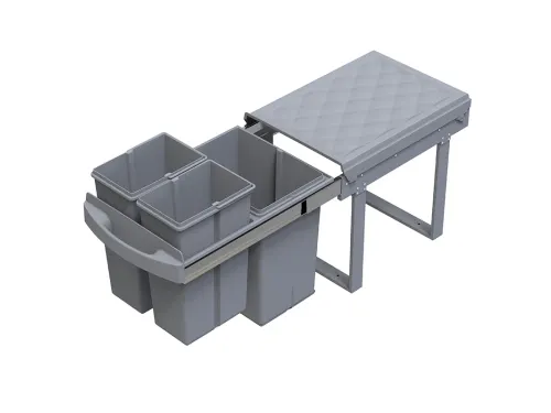 Inbouwafvalbak 15+8+8 liter Grijs