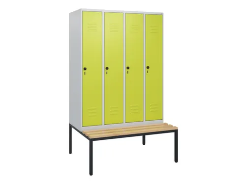 locker met bank,HxBxD 1950x1200x815mm,4vak,vak B 300mm,draaigrendel