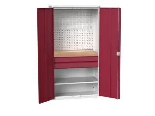 Systeemkast 2000x1050x550mm 1xlegbord 2laden RAL7035+RAL3004 - 1