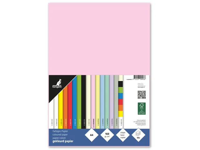 Papier Kangaro A4 160 grams pastel roze pak 50 vel
