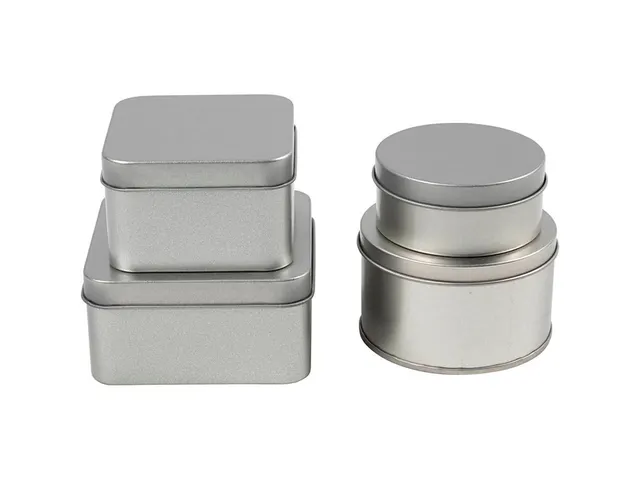 Blikjes Creativ Company cirkel en vierkant set à 4 stuks zilver
