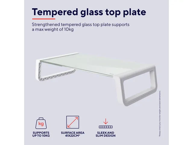 Trust Monta Monitorstandaard Van Gehard Glas Wit