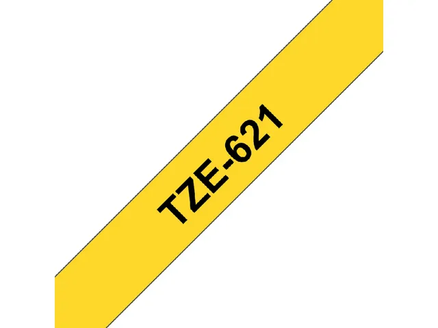 Ruban de lettrage Brother P-Touch TZe-621 standard 9mm noir sur jaune