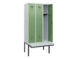 locker met bank,HxBxD 1950x900x815mm,3vak,vak B 300mm,cilinderslot