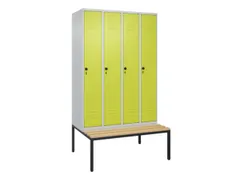 Armoire vestiaire avec banc HxlxP 2120x1200x815mm 4compart.