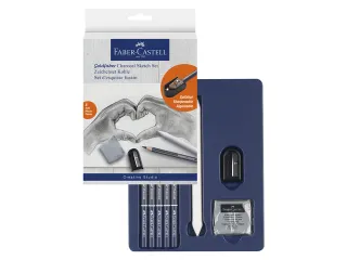 Houtskoolset Faber-Castell 8-delig: 5 houtskoolpotloden (extra super z - 1
