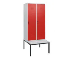 locker met bank,HxBxD 1950x800x815mm,2vak,vak B 400mm,draaigrendel