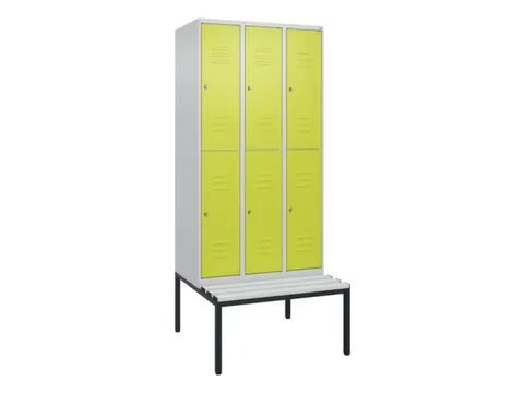 armoire vestiaire avec banc à deux niveaux HxlxP 2120x900x815mm