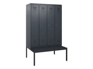 locker met bank,HxBxD 1950x1200x815mm,4vak,vak B 300mm,cilinderslot - 1