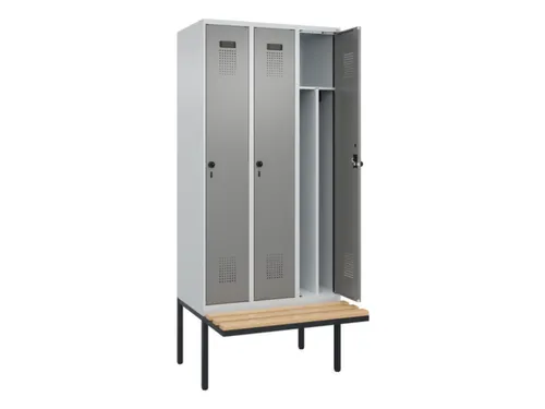 locker met bank,voor scheiding van kleding,HxBxD 2120x900x815mm,3vak