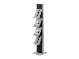 Brochurerek Totem Zwart Met Stalen Legplanken - 1