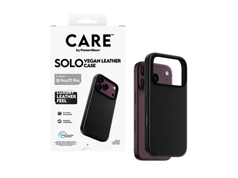 PanzerGlass CARE by Solo Vegan Leather Case Black w. MagSafe iPh