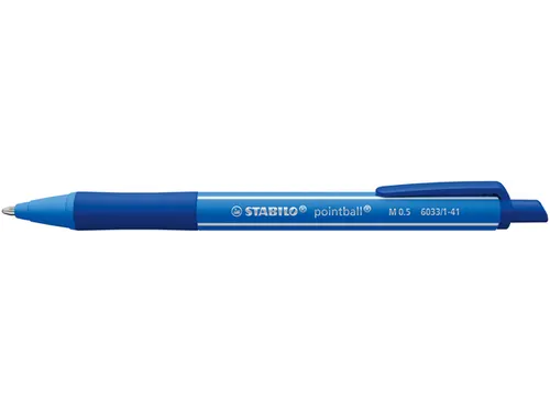 Balpen STABILO pointball colorful medium blauw blister à 2 stuks