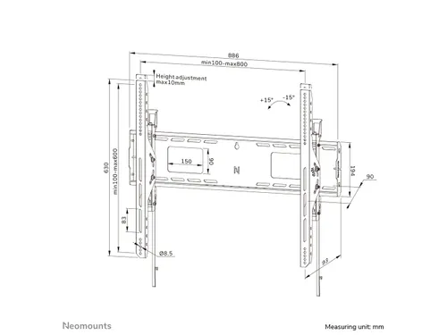 Neomounts LEVEL-750 WL35-750BL18 Kantelbare heavy duty muurbeugel - 55