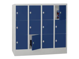lockerkast,HxBxD 1187x1600x500mm,4x3vakken,RAL7035,front RAL5010 - 2