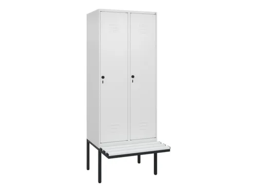 locker met bank,HxBxD 2120x800x815mm,2vak,vak B 400mm,draaigrendel