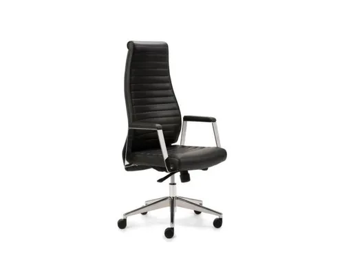 Bureaustoel Zwart Zitting 430-530x500x480mm Echt Leder Synchroonmech.