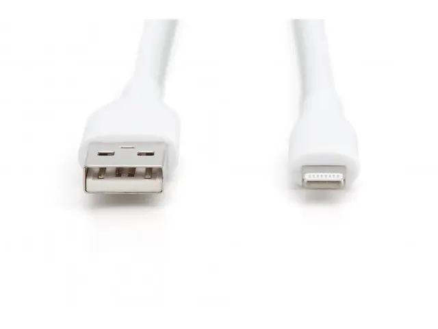 USB siliconen oplaadkabel USB-A Lightning 2m USB 2.0 12W Wit