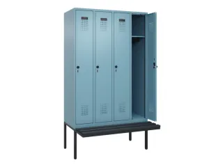 locker met bank,HxBxD 2120x1200x815mm,4vak,vak B 300mm,draaigrendel - 1