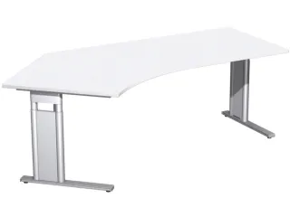 In hoogte verstelbaar hoekbureau,HxBxD 680-800x2166x1130mm,decor wit - 2