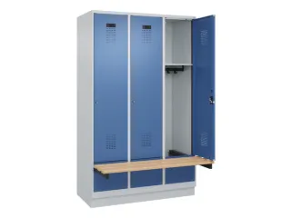 locker met bank,HxBxD 1950x1200x815mm,3vak,vak B 400mm,cilinderslot - 1