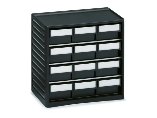 ESD-assortimentskast,HxBxD 290x310x180mm,12lade(n),laden zwart