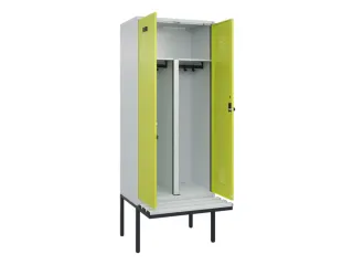 PBM-locker met bank,HxBxD 2120x800x815mm,2vak,vak B 400mm,draaigrendel - 1