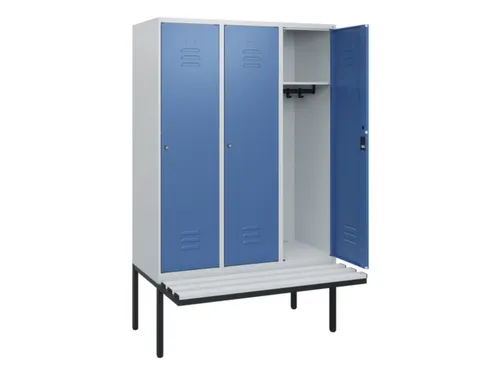 locker met bank,HxBxD 1950x1200x815mm,3vak,vak B 400mm,cil.-slot