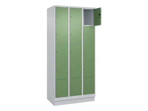lockerkast,HxBxD 1950x900x500mm,3x5vakken,vak B 300mm,cil.-slot,sokkel