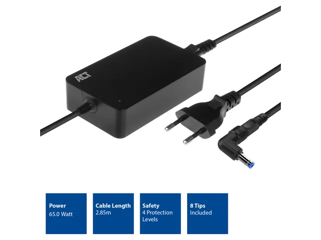 Laptop Oplader ACT Compact universeel 65W