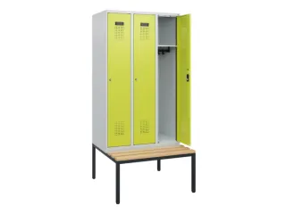 locker met bank,HxBxD 1950x900x815mm,3vak,vak B 300mm,cilinderslot - 1