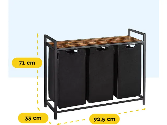 Wasmand 3 vakken Zwart LB300