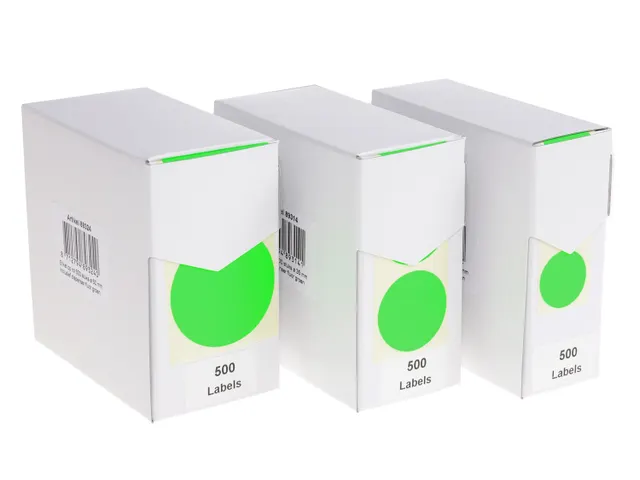 Etiketten Op Rol 25mm Fluor Groen Met Dispenser 500 Stuks