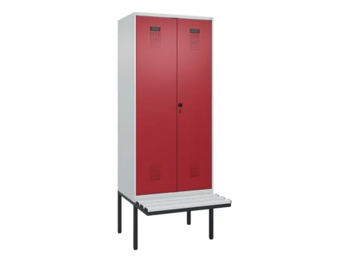 PBM-locker met bank,HxBxD 2120x800x815mm,2vak,vak B 400mm,draaigrendel