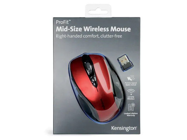 Muis Kensington Pro Fit draadloos rood rechts