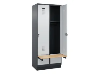 locker met bank,HxBxD 1950x800x815mm,2vak,vak B 400mm,draaigrendel - 1