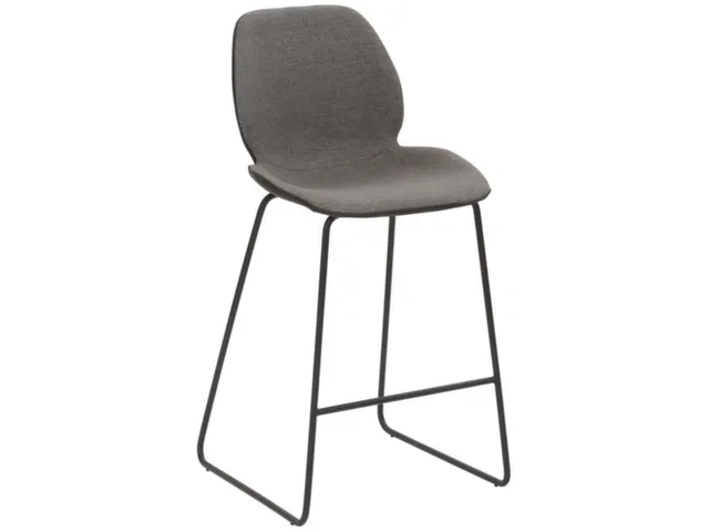 Barkruk mySOLO Sledeframe Zwart met Zitting stof Antraciet gemêleerd