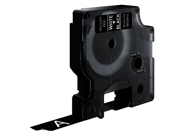 Labeltape Dymo 45021 D1 S720610 12mmx7m wit op zwart