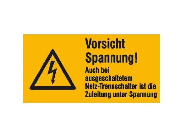 waarschuwings-combibord,Pas op! Spanning Ook bij uitgeschakelde,PVC