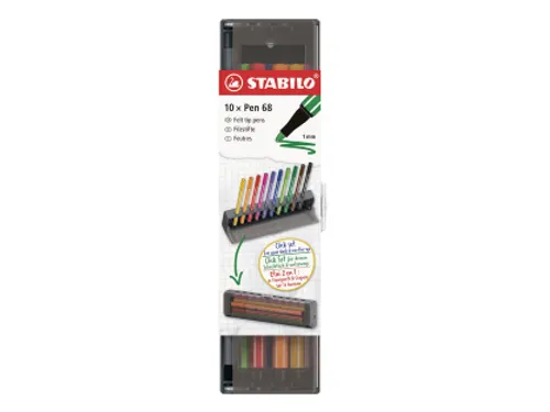 Viltstift STABILO Pen 68 Medium 1.0mm clickset à 10 kleuren