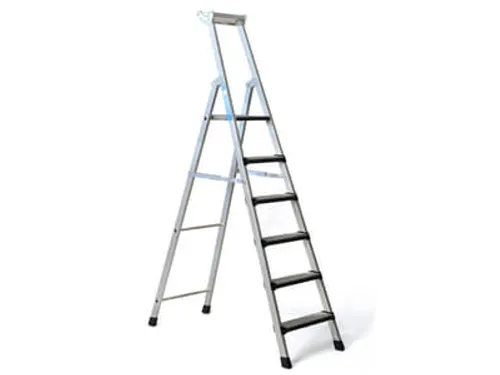 trapladder,eenzijdig,6treden,m. bekleding,stand H 1,25m,balk L 2,06m