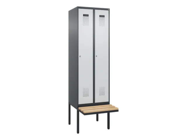 locker met bank,voor scheiding van kleding,HxBxD 2120x600x815mm,2vak