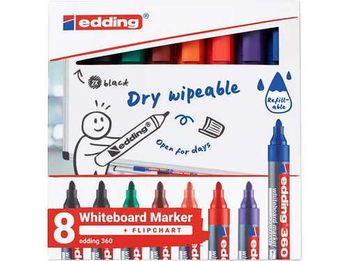 Whiteboardmarker edding 360 rond 1.5-3mm assorti 8 stuks
