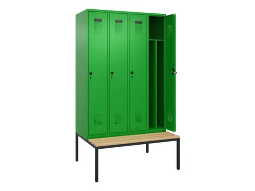 locker met bank,voor scheiding van kleding,HxBxD 2120x1200x815mm,4vak
