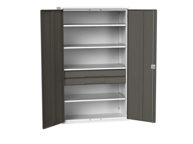 universele kast,HxBxD 2000x1300x550mm,4xStalen bodem,2lade(n)